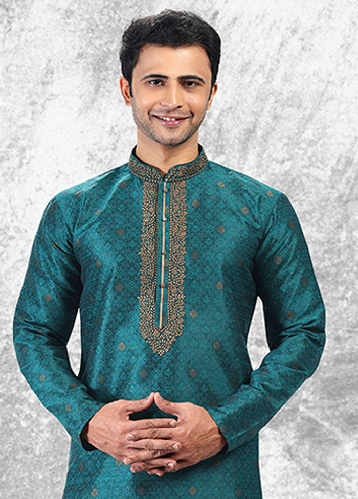 Green Silk Kurta & Pajama Set