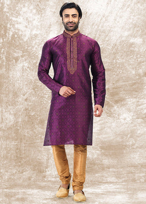 Purple Silk Kurta & Pajama Set