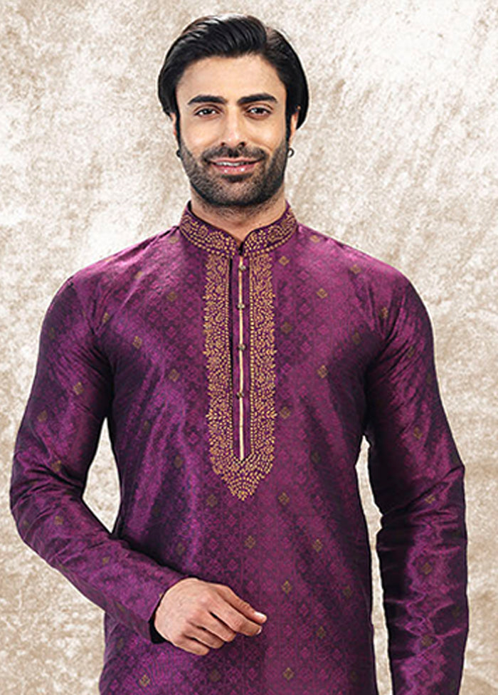 Purple Silk Kurta & Pajama Set