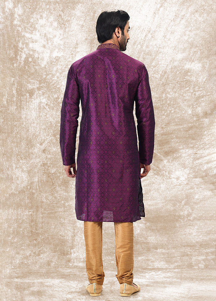 Purple Silk Kurta & Pajama Set