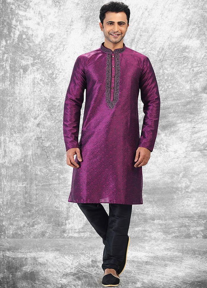 Purple Silk Kurta & Pajama Set