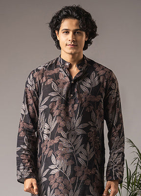 Black Silk Kurta & Pajama Set