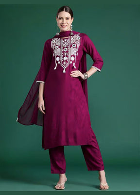 3 Pc Red Cotton Suit Set