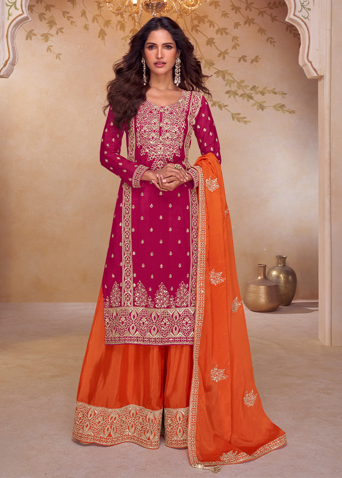 3 Pc Multicolor Silk Suit Set