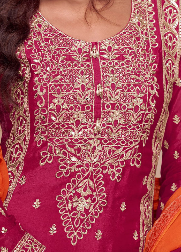 3 Pc Multicolor Silk Suit Set