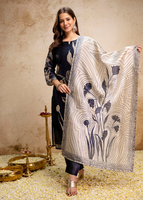 3 Pc Black Silk Suit Set
