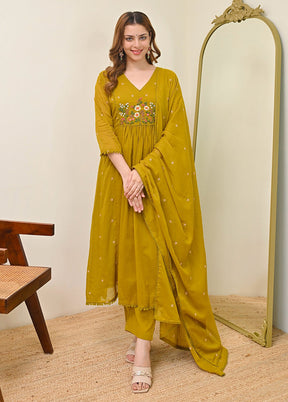 3 Pc Yellow Cotton Suit Set