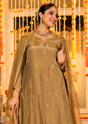 3 Pc Brown Cotton Suit Set