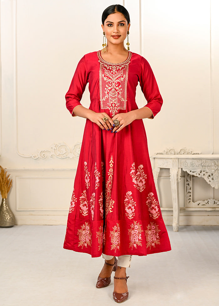 Red Readymade Cotton Kurti - Indian Silk House Agencies
