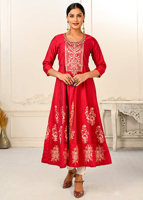 Red Readymade Cotton Kurti - Indian Silk House Agencies