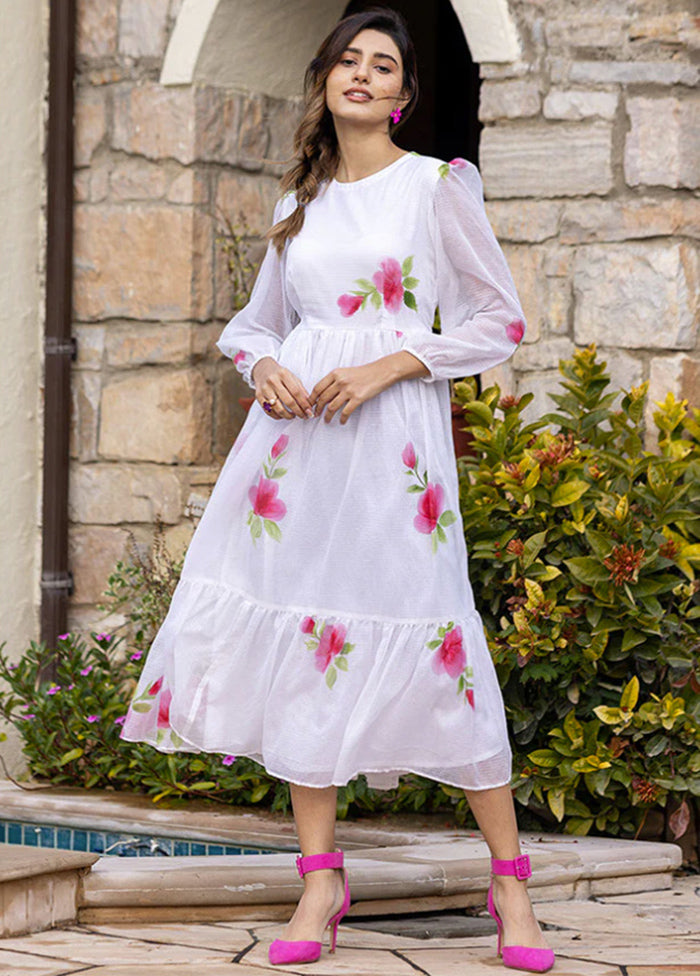 White Readymade Kota Cotton Kurti - Indian Silk House Agencies