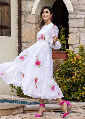 White Readymade Kota Cotton Kurti - Indian Silk House Agencies