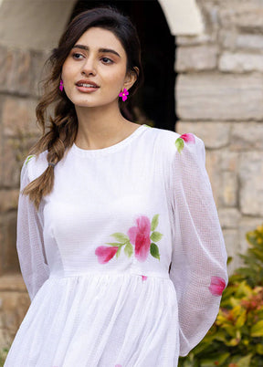 White Readymade Kota Cotton Kurti - Indian Silk House Agencies