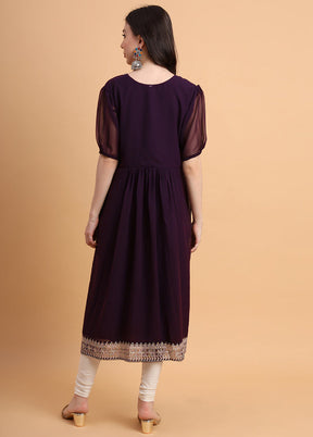 Wine Readymade Georgette Kurti - Indian Silk House Agencies