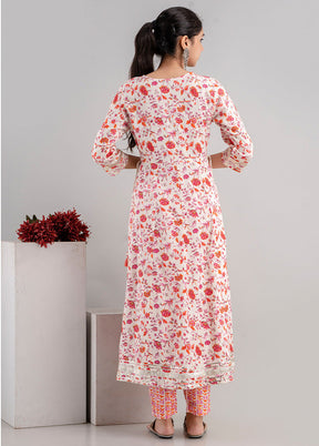 3 Pc White Readymade Cotton Suit Set - Indian Silk House Agencies
