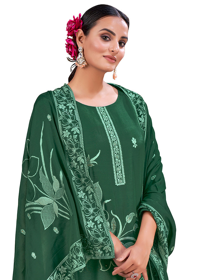 3 Pc Green Readymade Viscose Suit Set - Indian Silk House Agencies