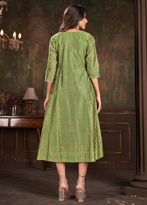 Green Readymade Cotton Kurti - Indian Silk House Agencies