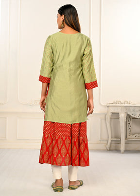 Green Readymade Cotton Kurti
