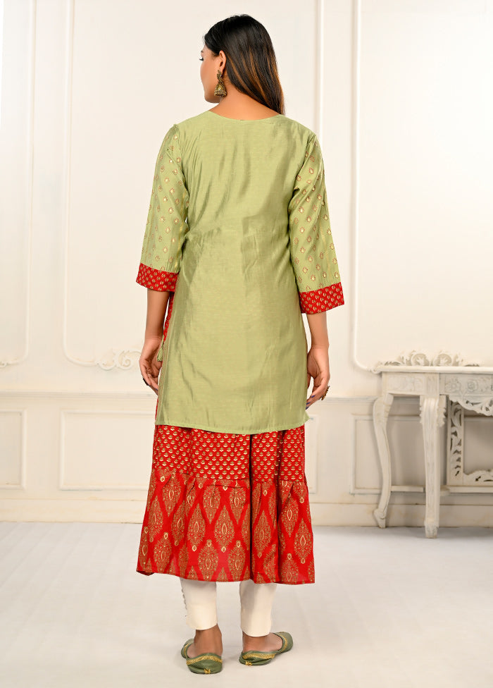 Green Readymade Cotton Kurti