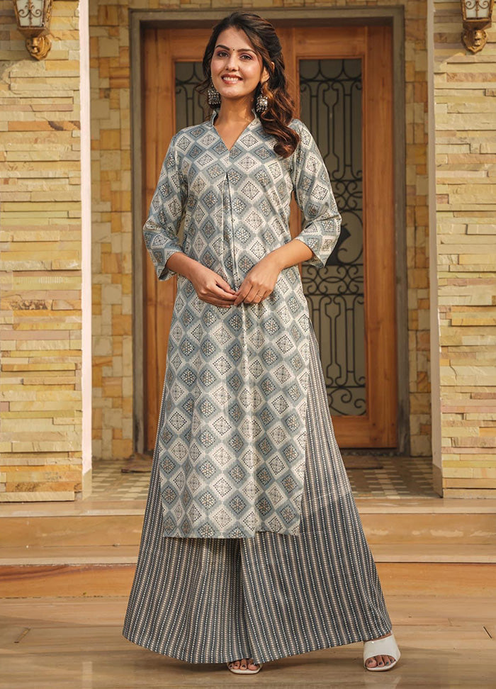 2 Pc Grey Readymade Rayon Kurti Set - Indian Silk House Agencies