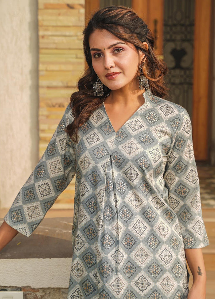 2 Pc Grey Readymade Rayon Kurti Set - Indian Silk House Agencies