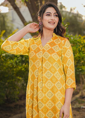 2 Pc Yellow Readymade Rayon Kurti Set - Indian Silk House Agencies