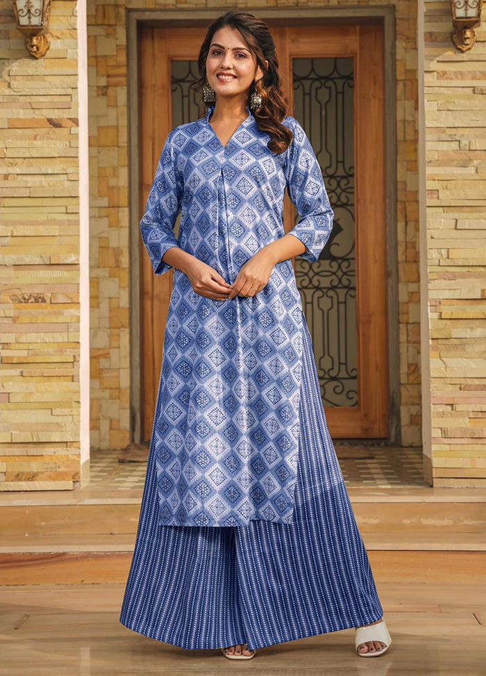 2 Pc Blue Readymade Rayon Kurti Set - Indian Silk House Agencies
