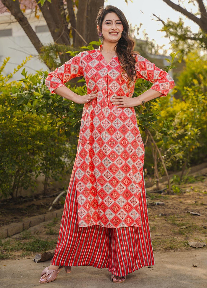2 Pc Red Readymade Rayon Kurti Set - Indian Silk House Agencies