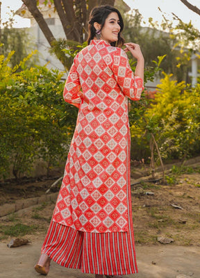 2 Pc Red Readymade Rayon Kurti Set - Indian Silk House Agencies