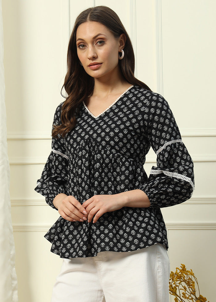 Black Readymade Cotton Short Top