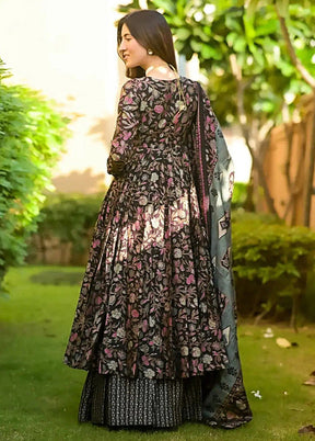 3 Pc Black Readymade Silk Suit Set
