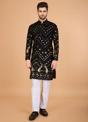 Black Viscose Kurta
