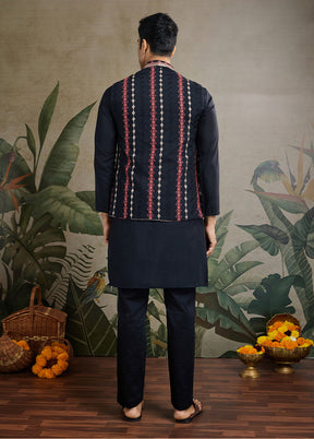 Black Viscose Kurta With Jacket