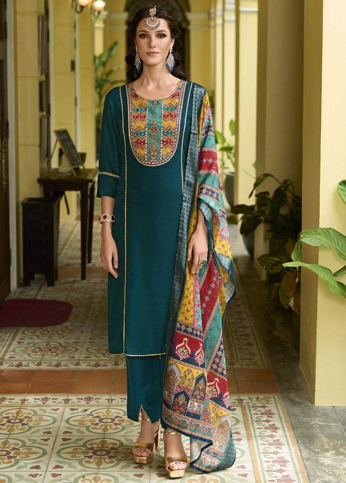 3 Pc Rama Readymade Silk Dupatta Suit Set