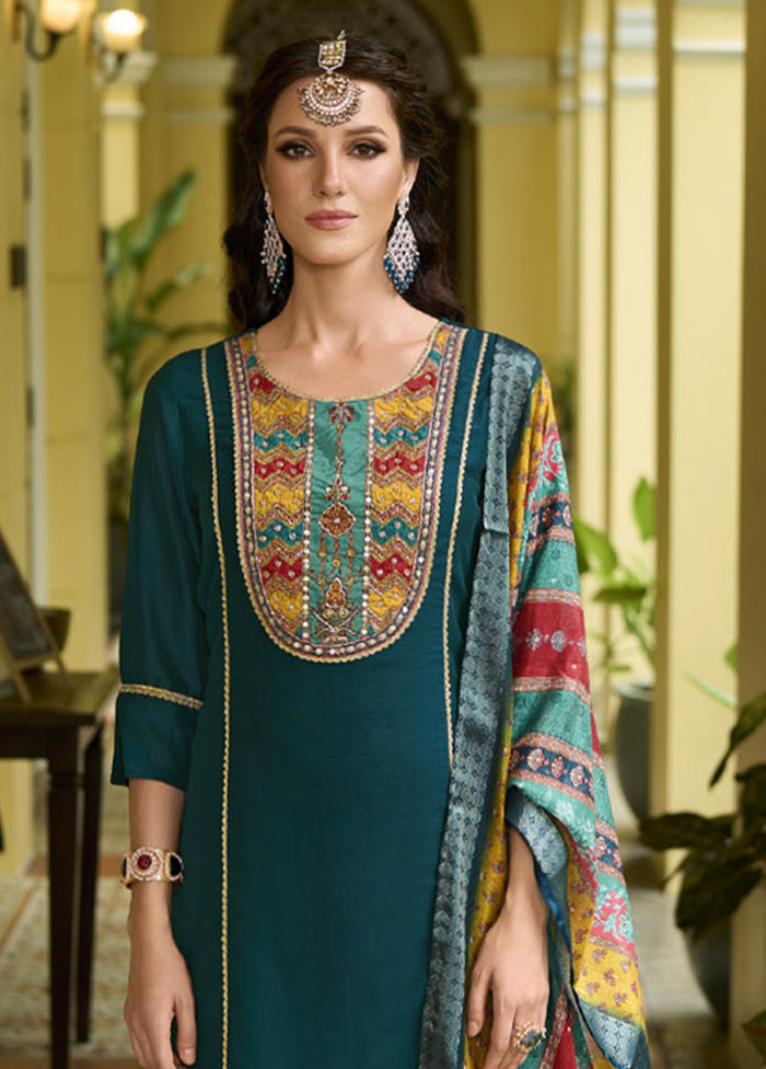 3 Pc Rama Readymade Silk Dupatta Suit Set