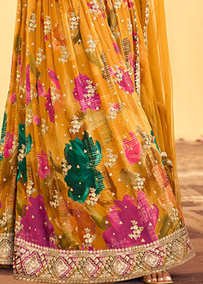 2 Pc Yellow Silk Anarkali Suit Set