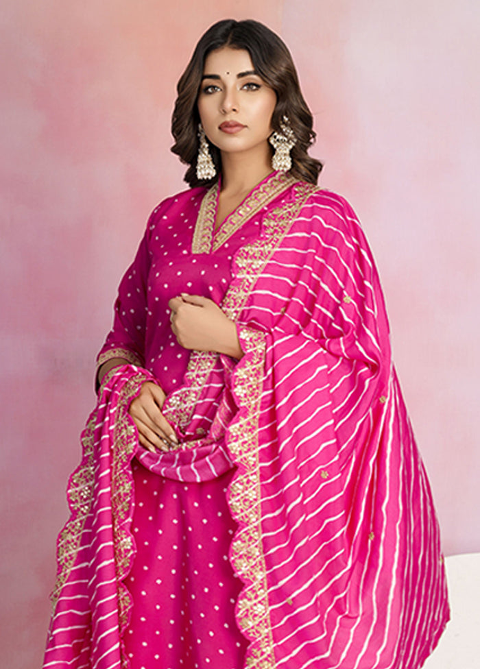 3 Pc Pink Silk Suit Set
