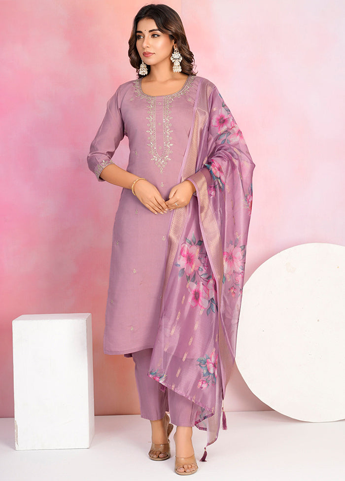 3 Pc Purple Silk Suit Set