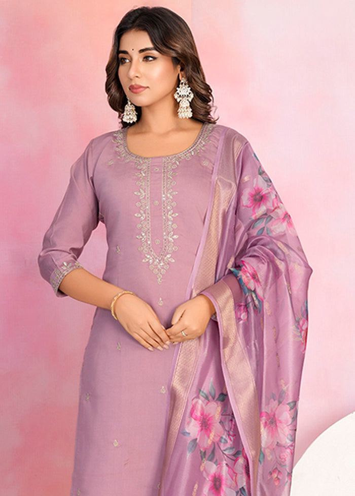 3 Pc Purple Silk Suit Set