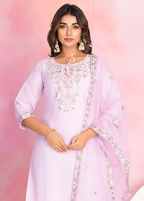 3 Pc Pink Silk Suit Set