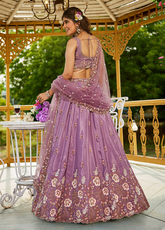 Purple Blended Silk Lehenga Set