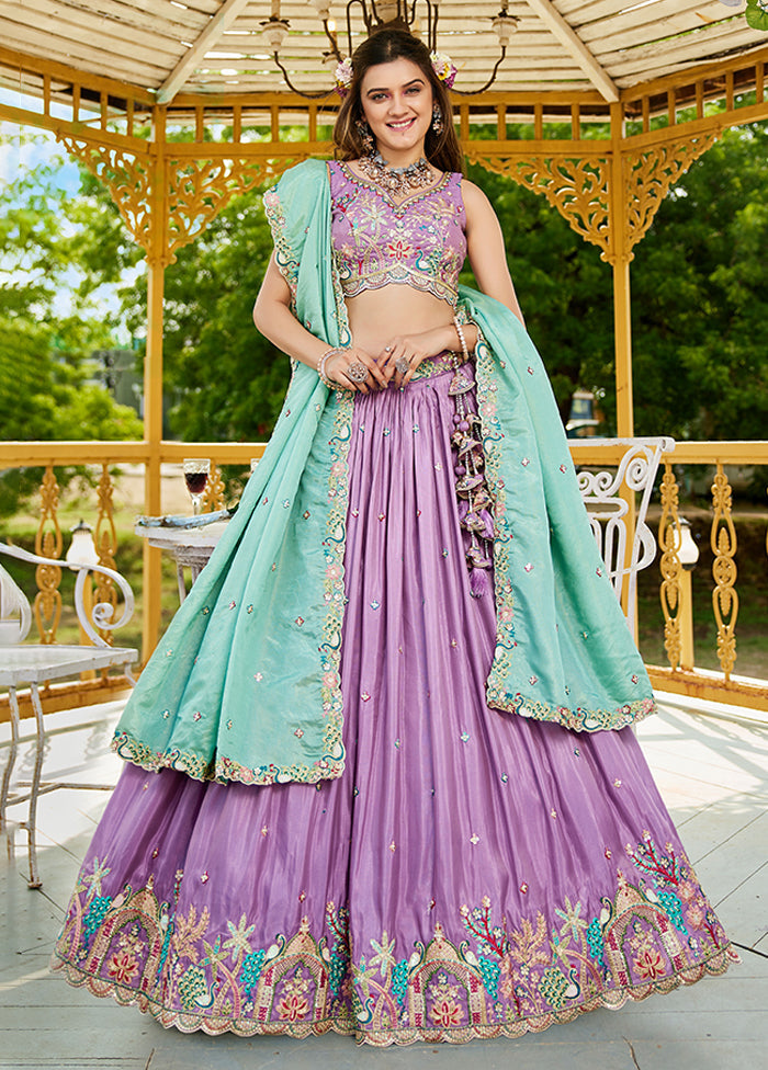 Lavender Blended Silk Lehenga Set