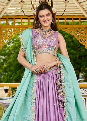Lavender Blended Silk Lehenga Set