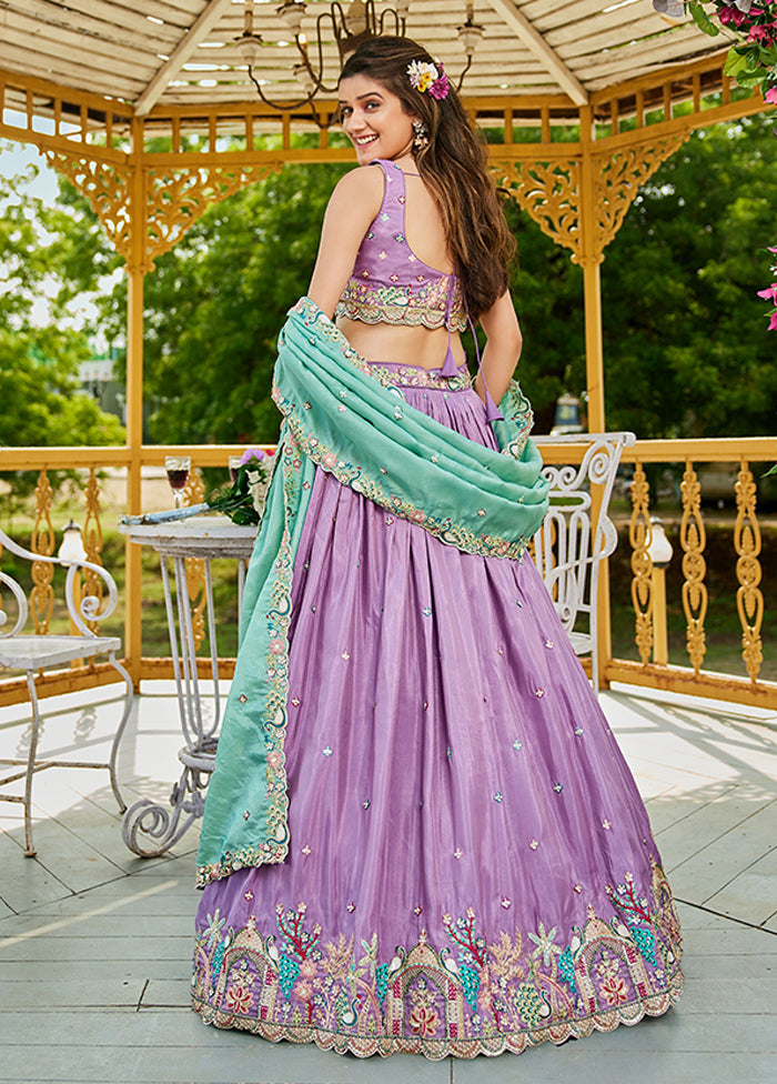 Lavender Blended Silk Lehenga Set