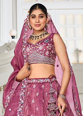 Multicolor Blended Silk Lehenga Set
