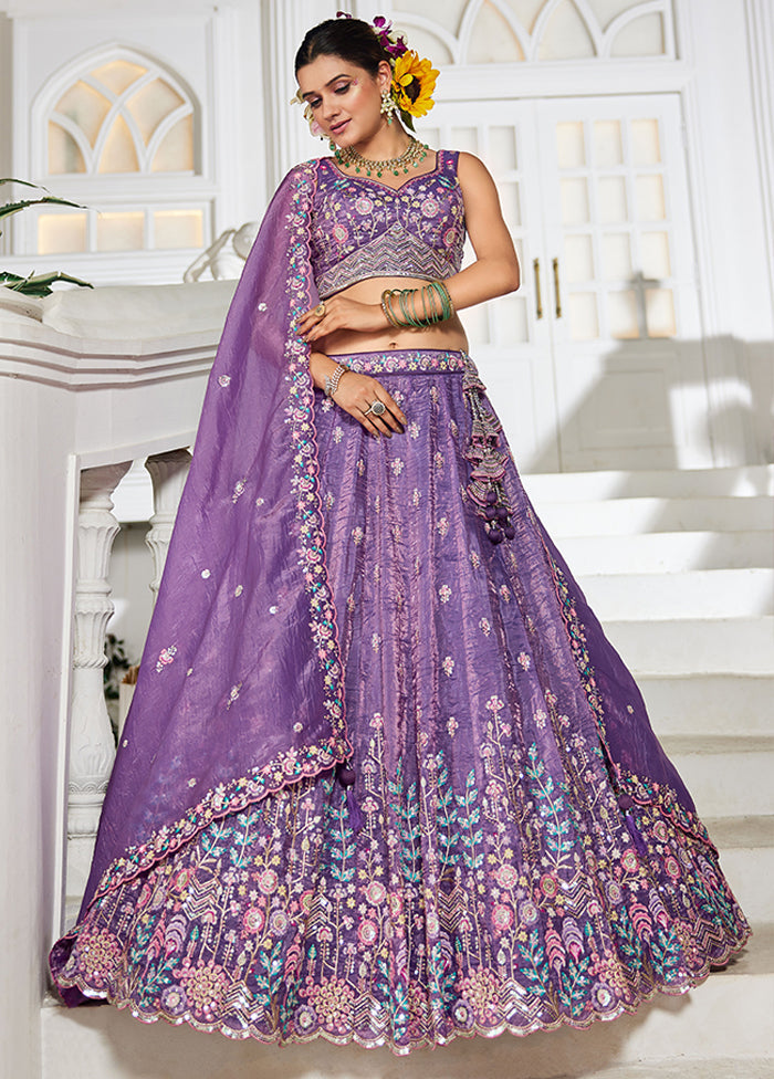 Lavender Blended Silk Lehenga Set