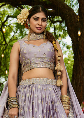 Purple Blended Silk Lehenga Set