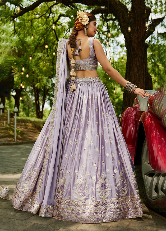 Purple Blended Silk Lehenga Set