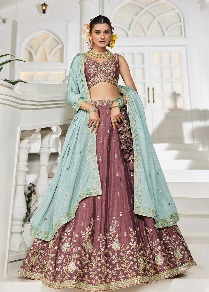 Pink Blended Silk Lehenga Set