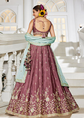 Pink Blended Silk Lehenga Set